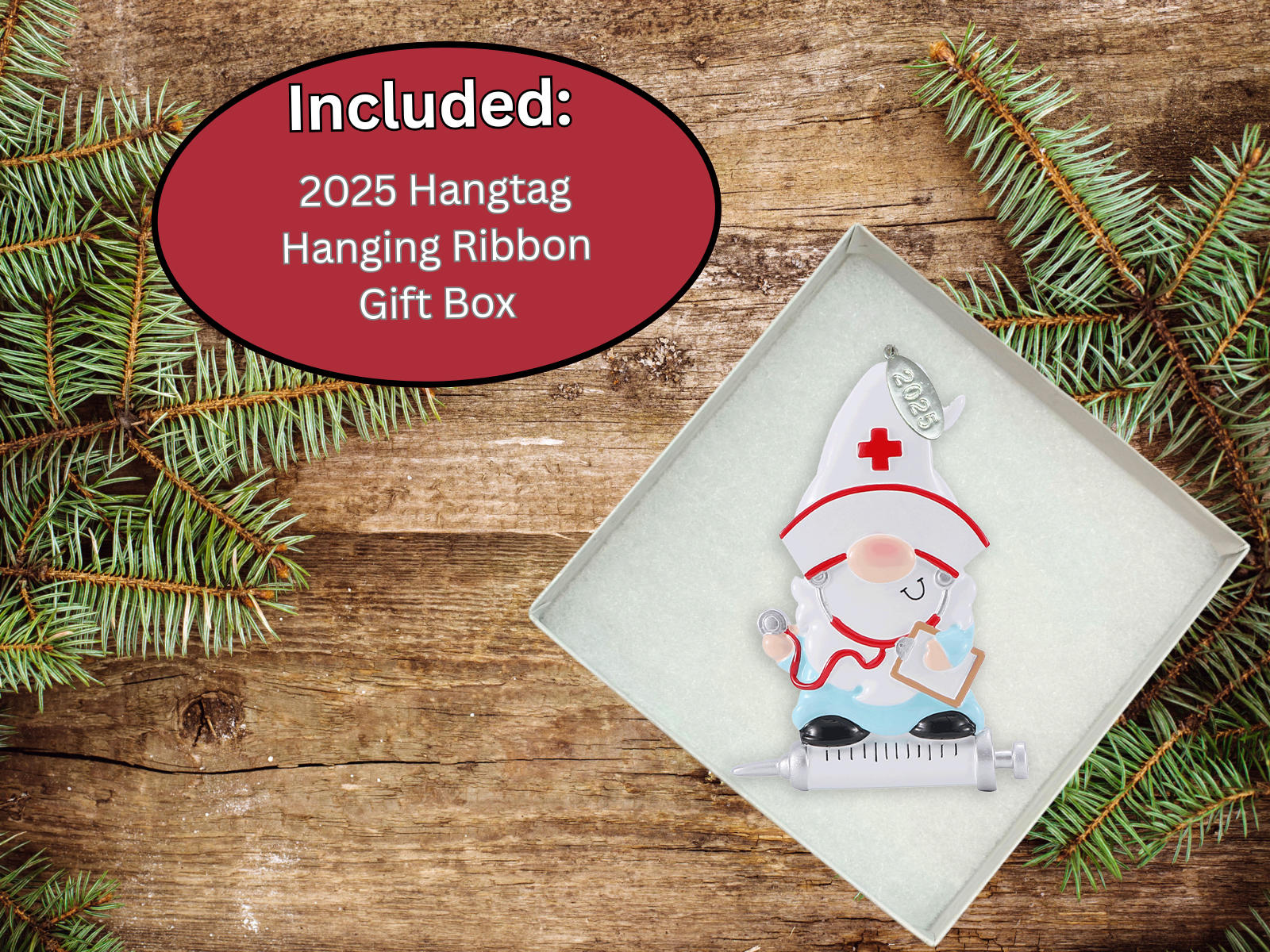 Adorable Gnome Nurse Ornament with Clipboard, Cute Nursing Christmas Ornaments or Medical Ornament - Ideal for Nurse Appreciation, Nurses Gift, 2025 - Easy to Personalize at Home, Comes in Gift Box