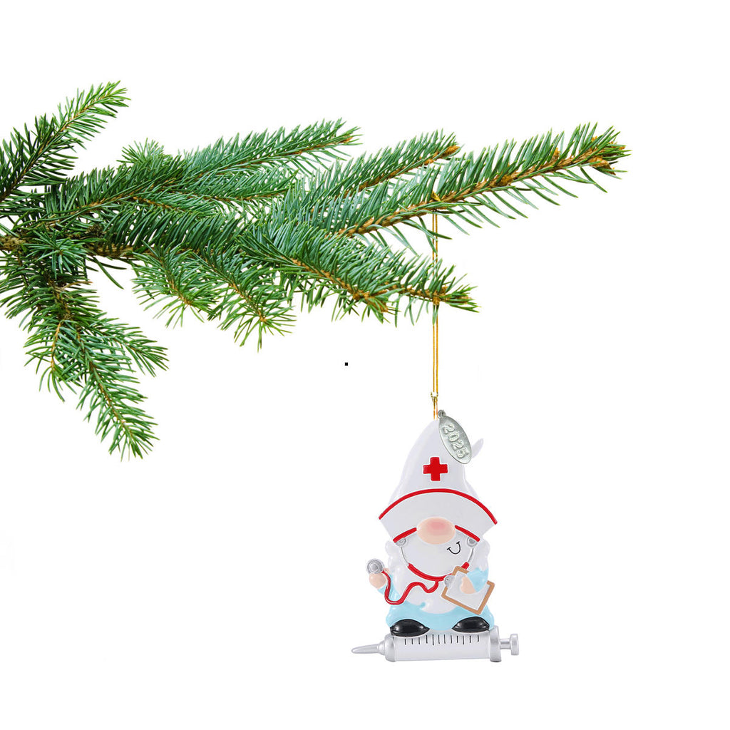 Adorable Gnome Nurse Ornament with Clipboard, Cute Nursing Christmas Ornaments or Medical Ornament - Ideal for Nurse Appreciation, Nurses Gift, 2025 - Easy to Personalize at Home, Comes in Gift Box