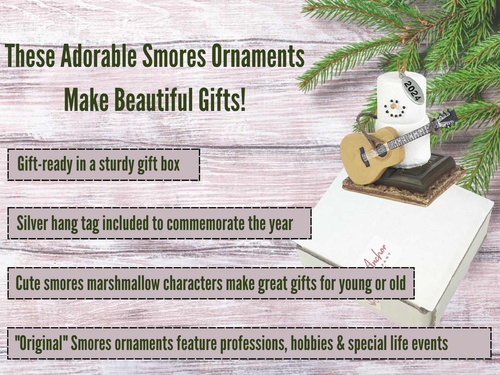 Smores Guitar Player, Musical Ornament - Comes in a Gift Box