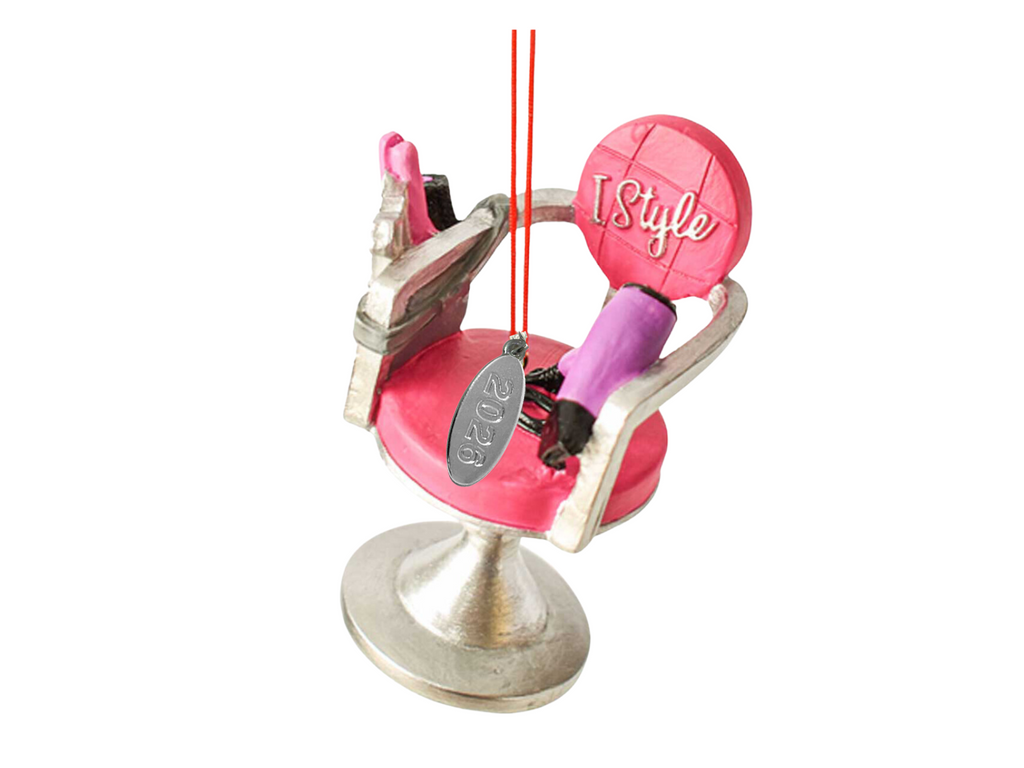 Hairdresser Christmas Ornament - Hairstylist Chair with 2026 Tag, In Gift Box
