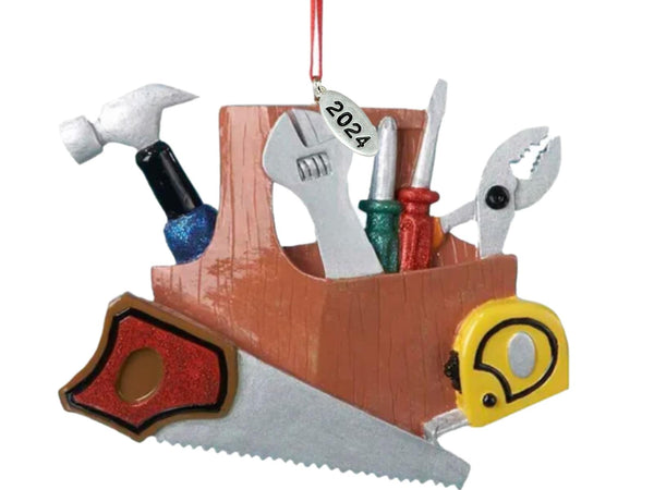 Handyman Gifts 2024 Carpenter Ornament with Saw - Brown Tool Belt Ornament, Can Be Personalized, Comes Gift Boxed