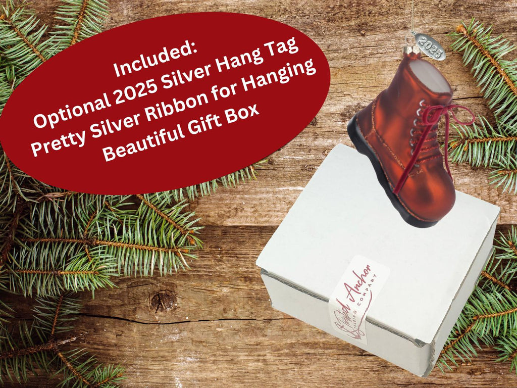 2025 Camping Ornaments Backpacking, Hiking Ornament - Stunning Dangling Hiking Boot 5" - Comes in a Gift Box so It's Ready for Giving