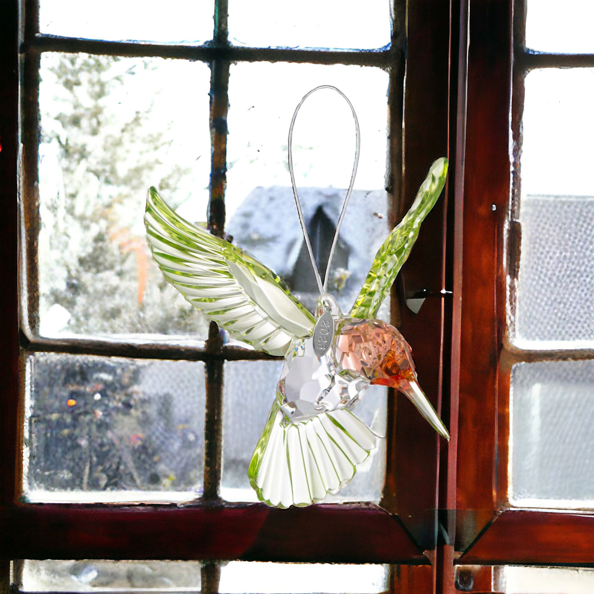 2026 Red-Throated Hummingbird Acrylic Ornament, Stunning Hummingbird Suncatcher or Hummingbird Memorial Ornament, with Suction Cup, hangtag and Gift Box