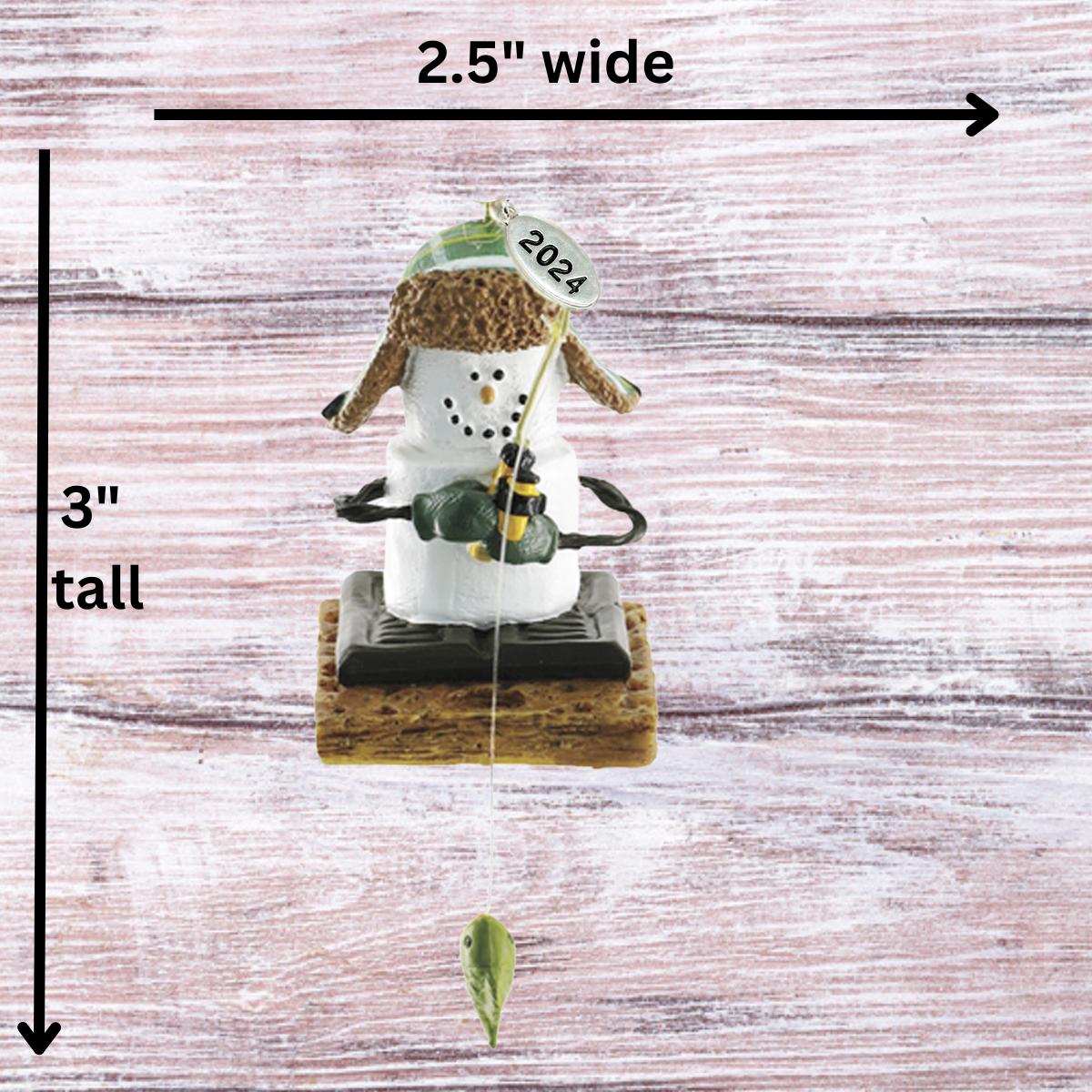 Smores Ice Fishing Ornament, Ice Fisherman, Fish on Rod - Comes in Gift Box so It's Ready for Giving