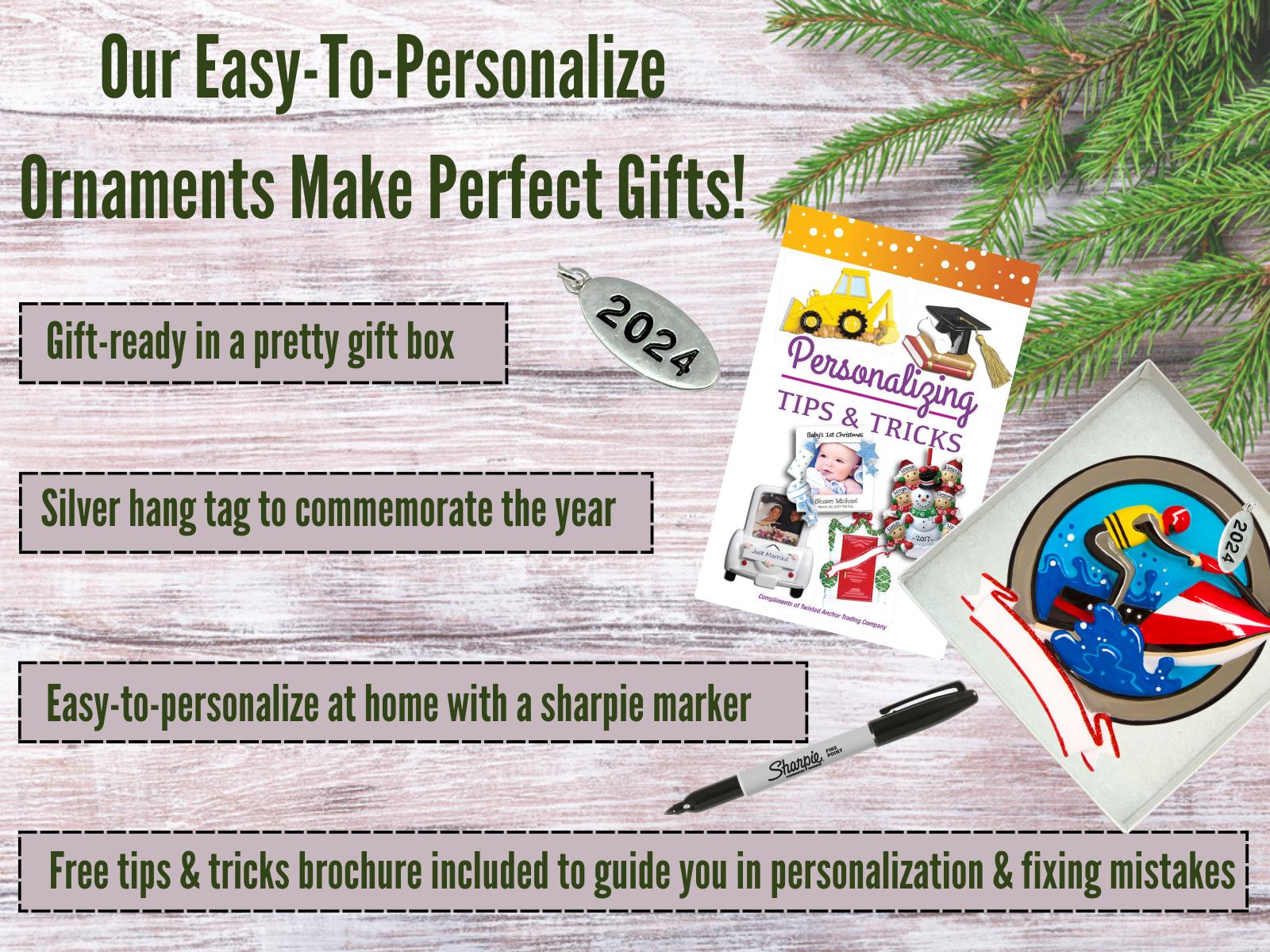 2025 Jet Ski Ornament - Easy to Personalize at Home - Free Personalization Brochure Included - Comes in A Gift Bag So It's Ready for Giving