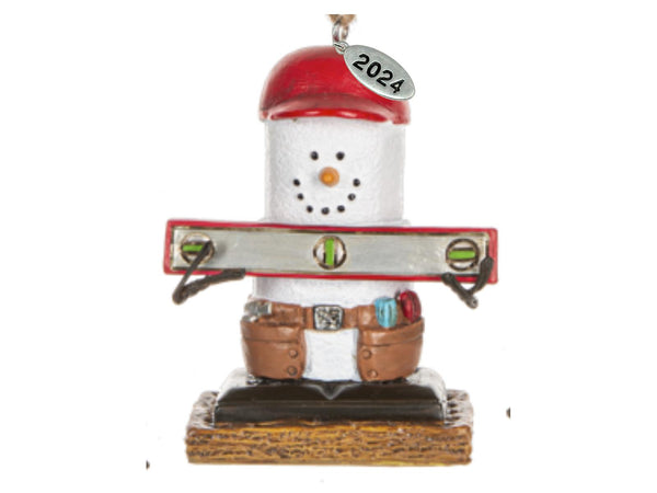 Smores Ornament - Great Handyman Gifts, Carpenter, Dad - Smores with Level - w gift box