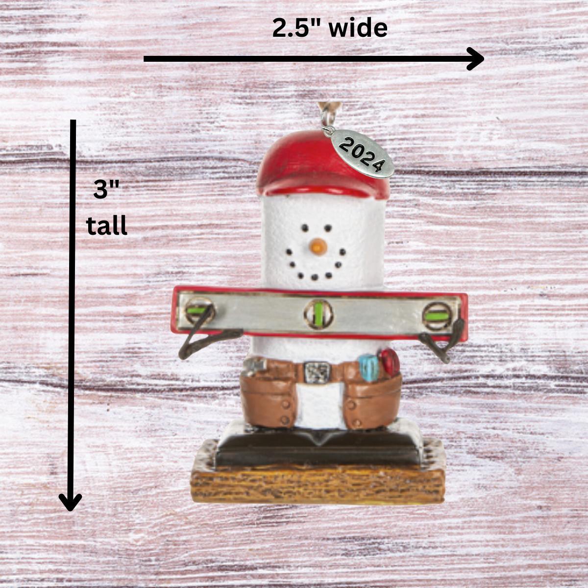 Smores Ornament - Great Handyman Gifts, Carpenter, Dad - Smores with Level - w gift box