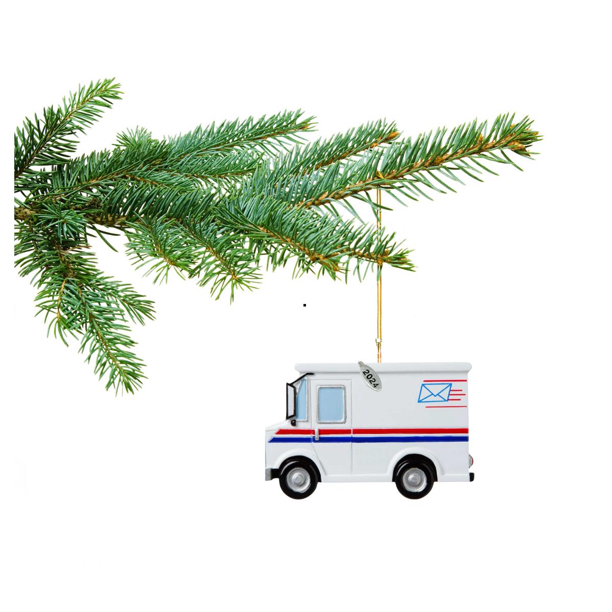 Mail Carrier, USPS Mail Truck Christmas Ornament 2023 - Easy to Personalize at Home - Comes in a Gift Box so It's Ready for Giving