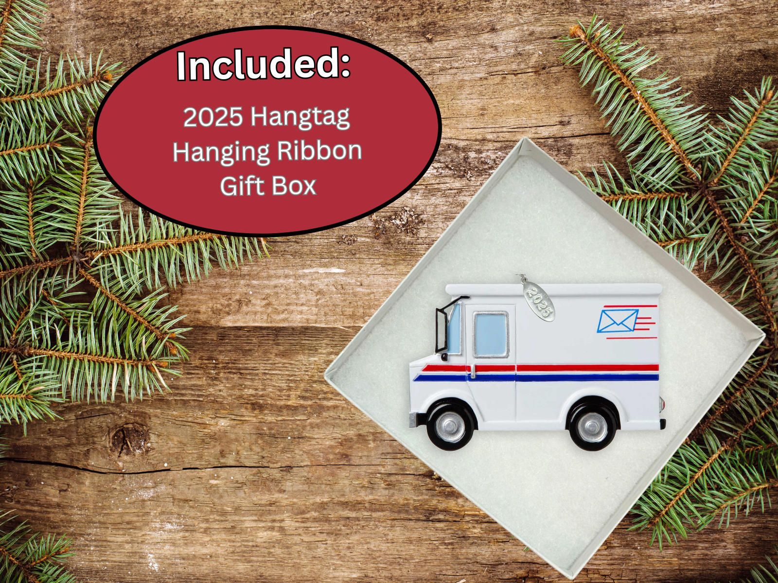 Mail Carrier, USPS Mail Truck Christmas Ornament - Easy to Personalize at Home - Comes in a Gift Box so It's Ready for Giving