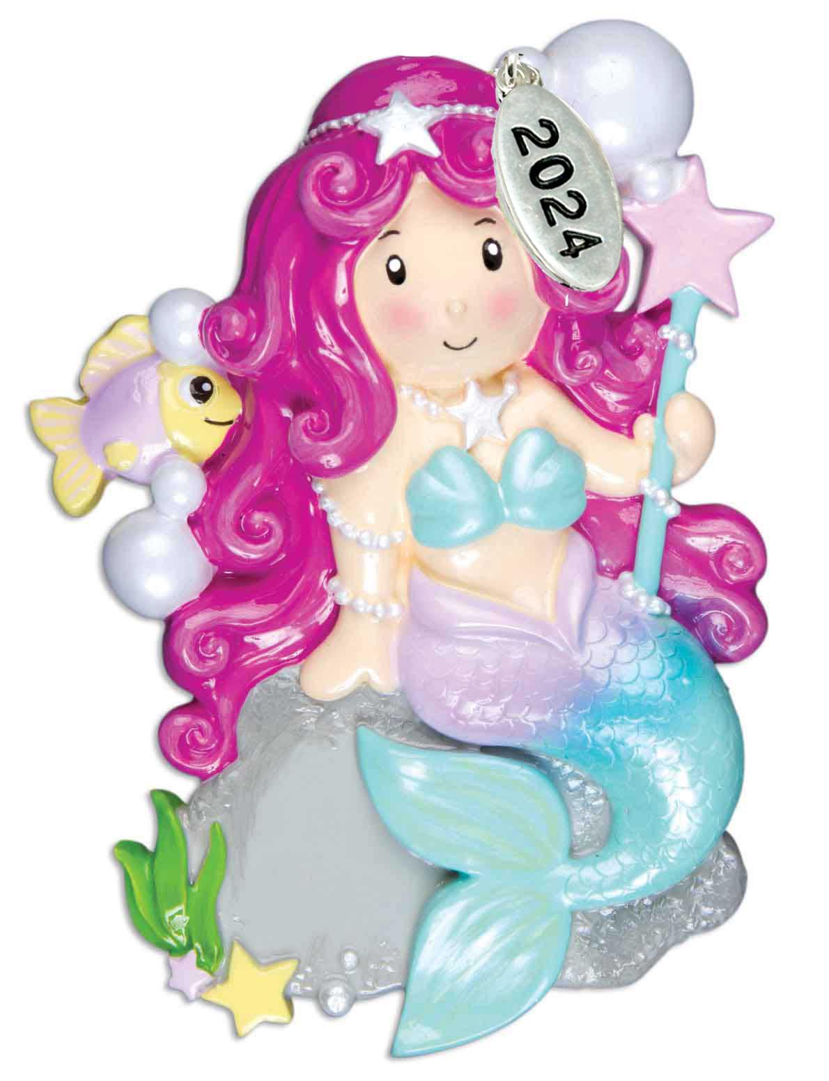 Pink Mermaid Christmas Ornament - Great Girls Gift - 2024 - Comes in Gift Box