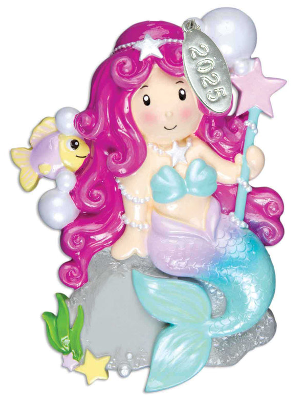 Pink Mermaid Christmas Ornament - Great Girls Gift - 2025 - Comes in Gift Box
