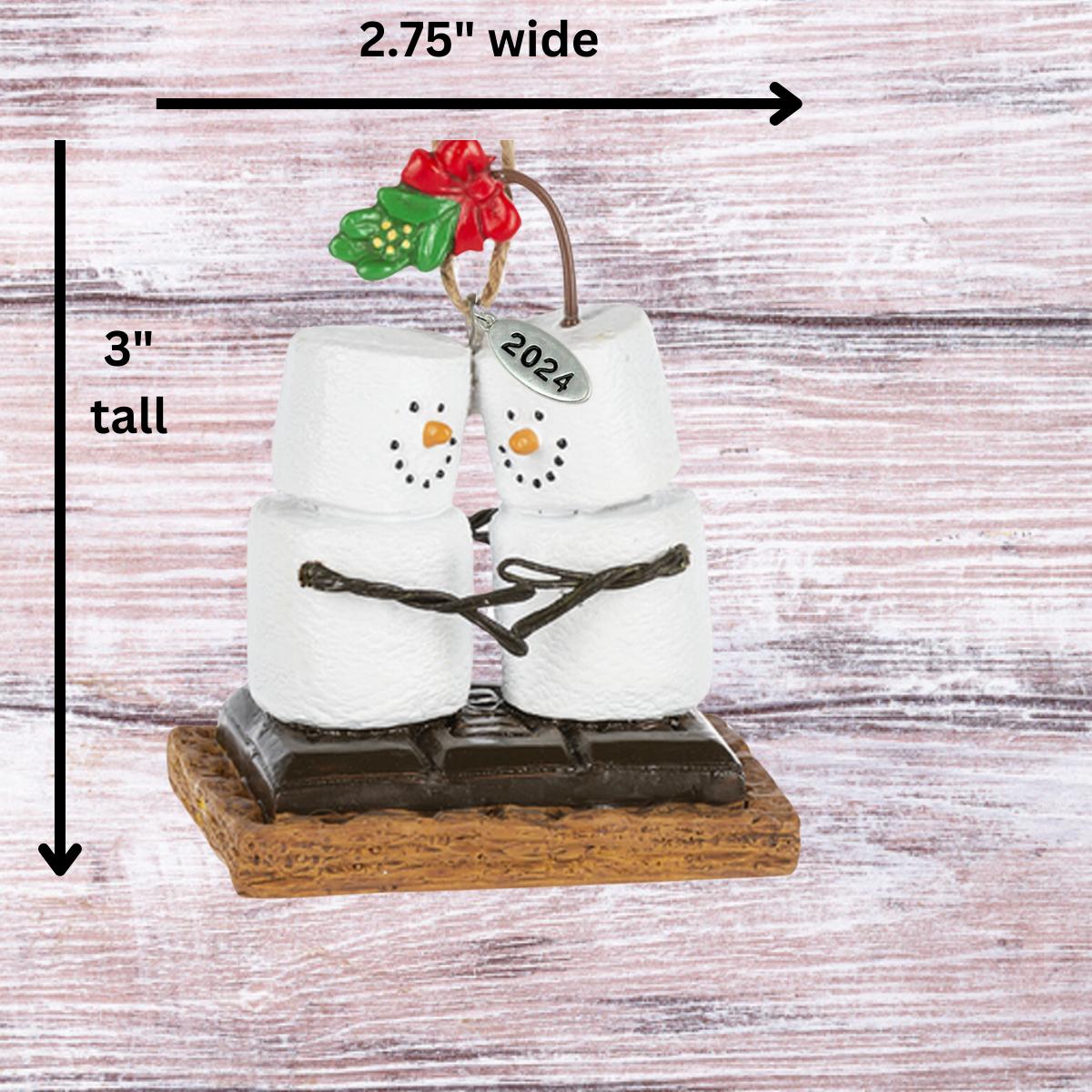 2024 Smores Couple with Mistletoe Ornament - Great Wedding or First Christmas Gift, Comes in Gift Box