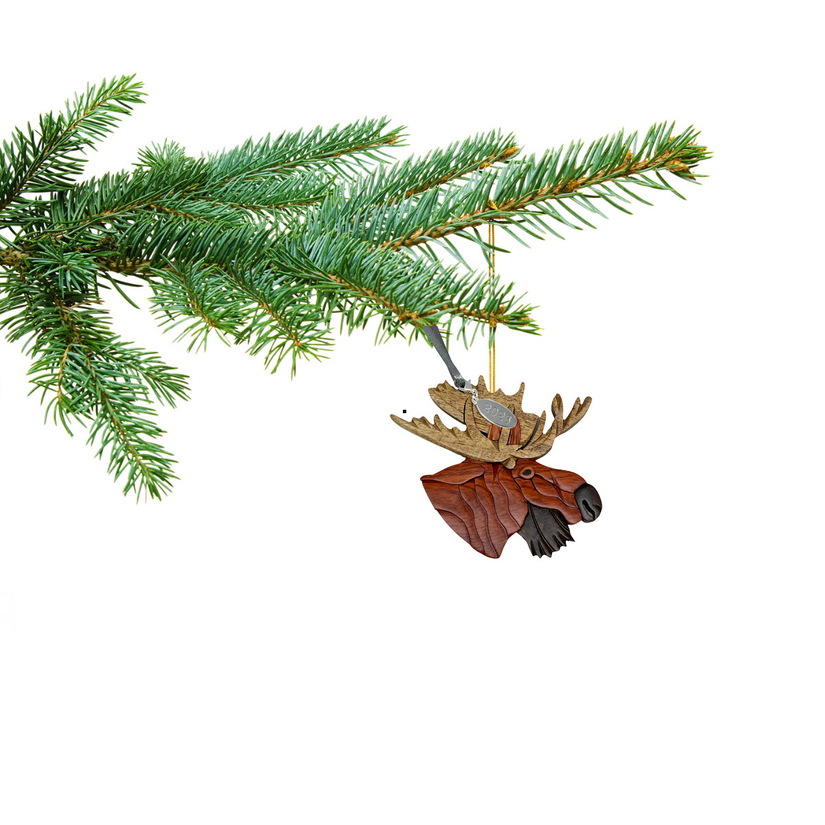 2026 Moose Ornament Two-Tone Wood Intarsia Design - Great Big Game Hunter Gift Idea - Comes in a Gift Box