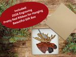 2026 Moose Ornament Two-Tone Wood Intarsia Design - Great Big Game Hunter Gift Idea - Comes in a Gift Box
