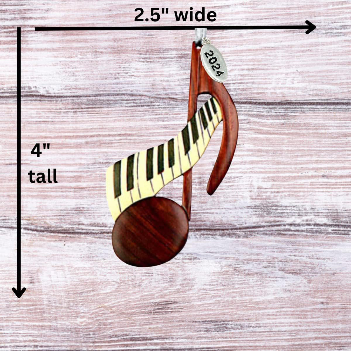 2024 Music Note Christmas Ornament High Quality Two-Tone Wood Piano Teacher Gift