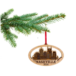 Nashville Christmas Ornament in Laser Cut Wood, Great Travel Souvenir 2026, Comes in Gift Box