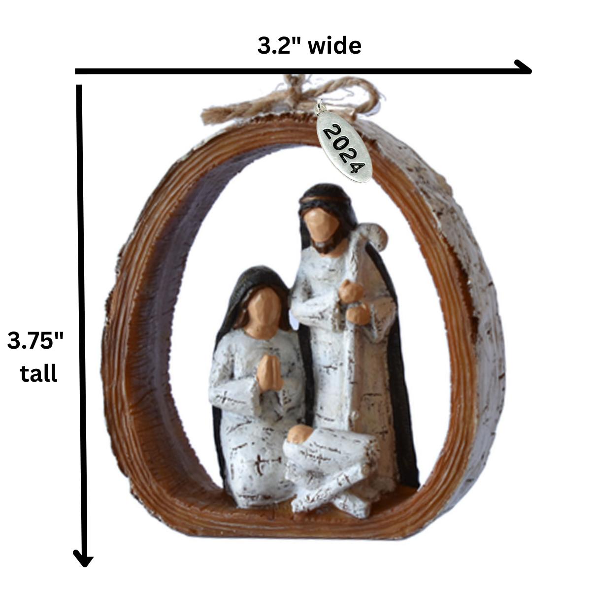 Religious Christmas Ornament, Nativity Ornament, Resin Carved Holy Family Ornament - 2024 - Comes in a Gift Box