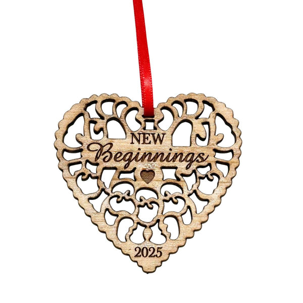 New Beginnings 2025 Christmas Ornament, Great Divorce Gift, Separation Gift, New Home Gift, New Job Gift for Coworkers, Retirement Gift and More - Laser Cut Wood Ornament, Comes in Gift Box