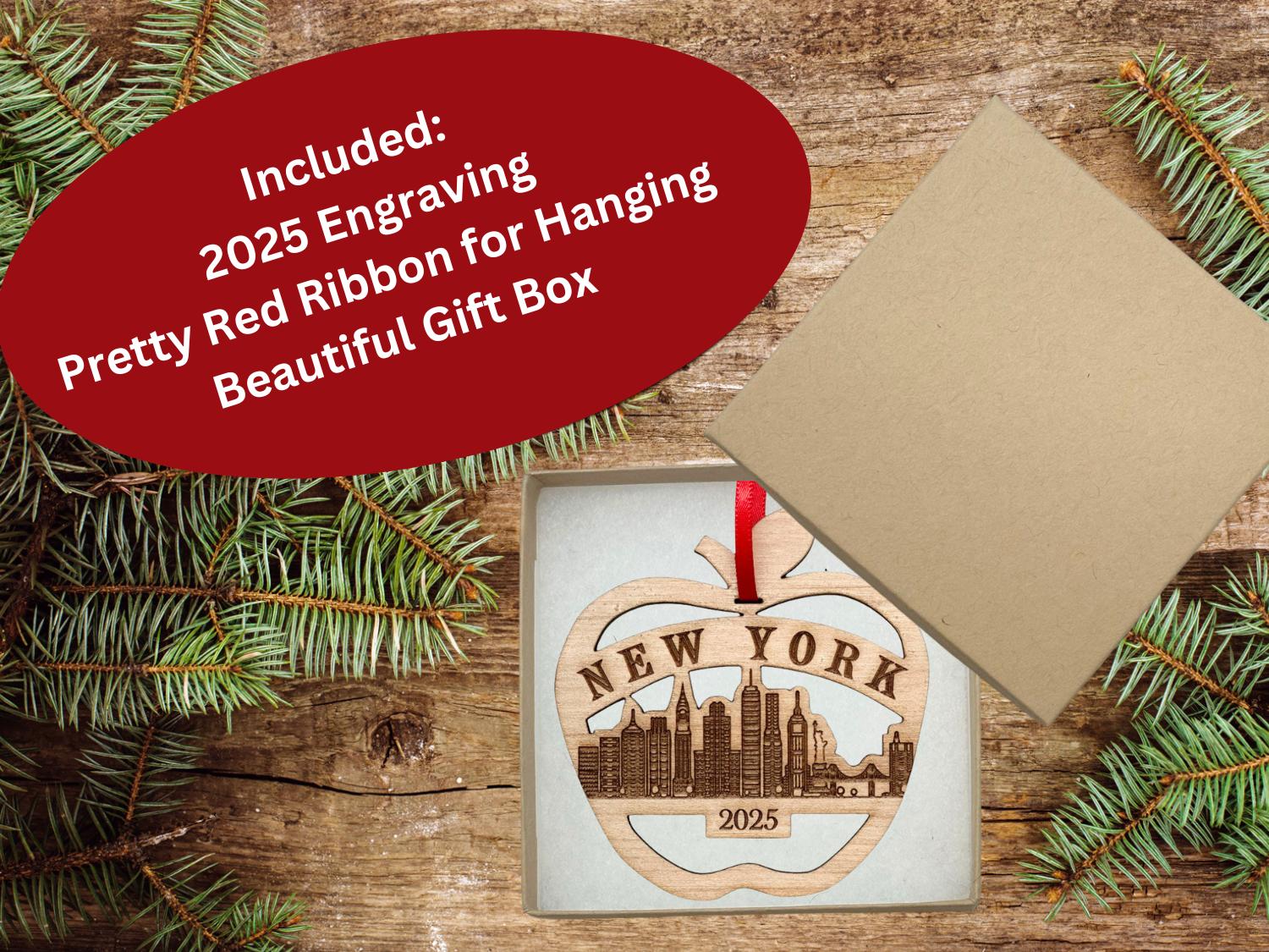 New York Ornament, New York Christmas Ornament 2025, Big Apple New York City Ornament, Beautiful Laser Cut Wood New York Gifts, Big Apple Gift Idea, New York City Trip Souvenir Idea, Comes in Gift Box