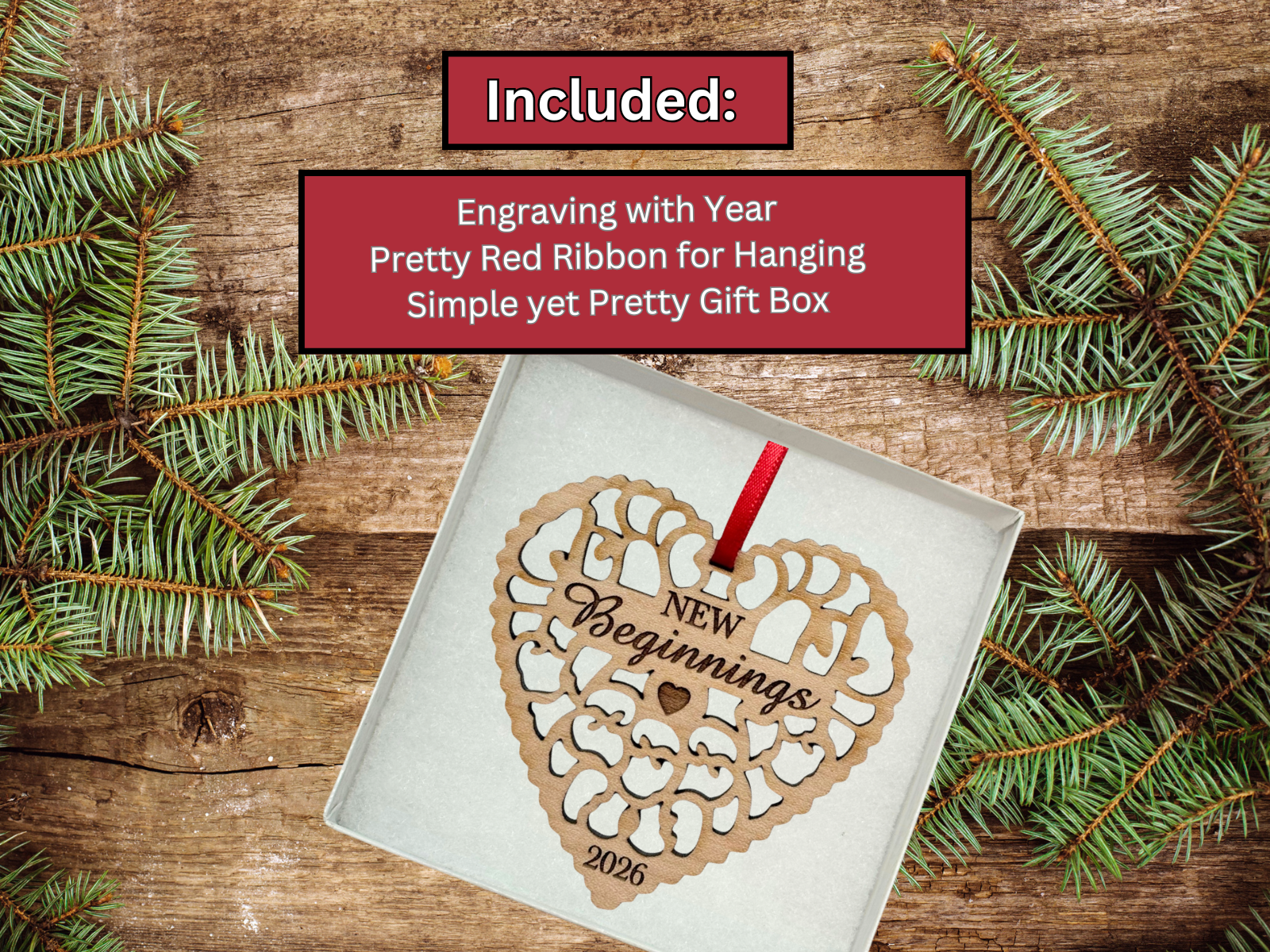 New Beginnings 2026 Christmas Ornament, Great Divorce Gift, Separation Gift, New Home Gift, New Job Gift for Coworkers, Retirement Gift and More - Laser Cut Wood Ornament, Comes in Gift Box
