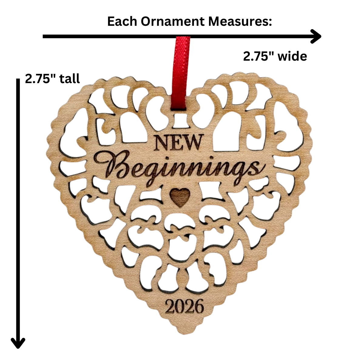 New Beginnings 2026 Christmas Ornament, Great Divorce Gift, Separation Gift, New Home Gift, New Job Gift for Coworkers, Retirement Gift and More - Laser Cut Wood Ornament, Comes in Gift Box