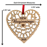 New Beginnings 2026 Christmas Ornament, Great Divorce Gift, Separation Gift, New Home Gift, New Job Gift for Coworkers, Retirement Gift and More - Laser Cut Wood Ornament, Comes in Gift Box