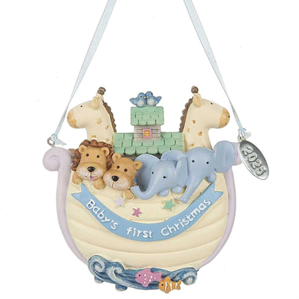 Babys First Christmas Ornament 2025, Noahs Ark - Can Be Personalized with Baby's Info - Comes in A Gift Box