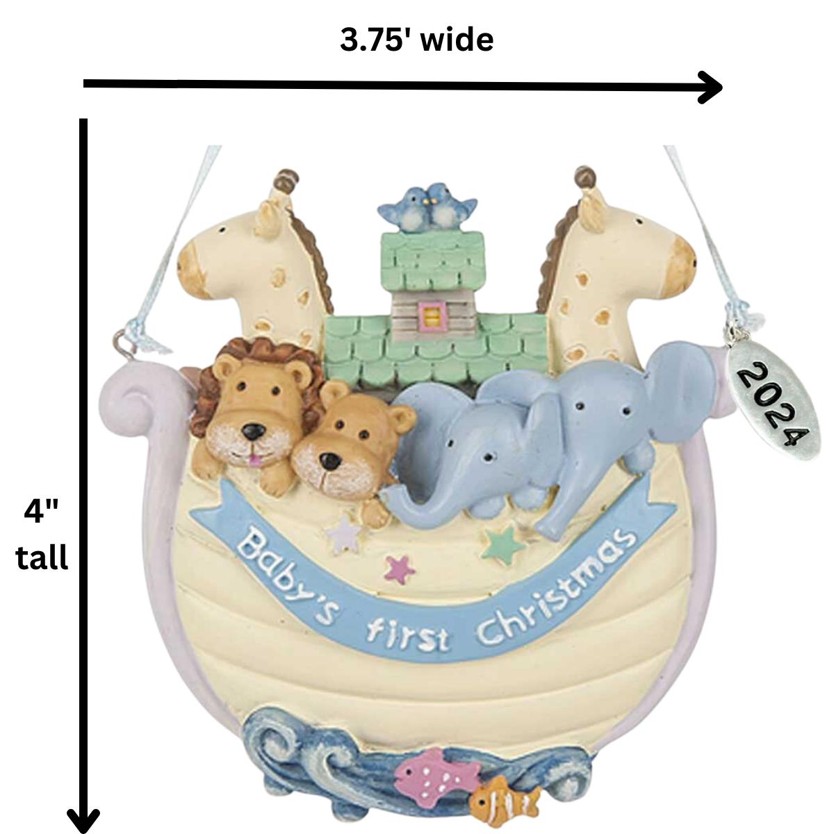 Babys First Christmas Ornament 2025, Noahs Ark - Can Be Personalized with Baby's Info - Comes in A Gift Box