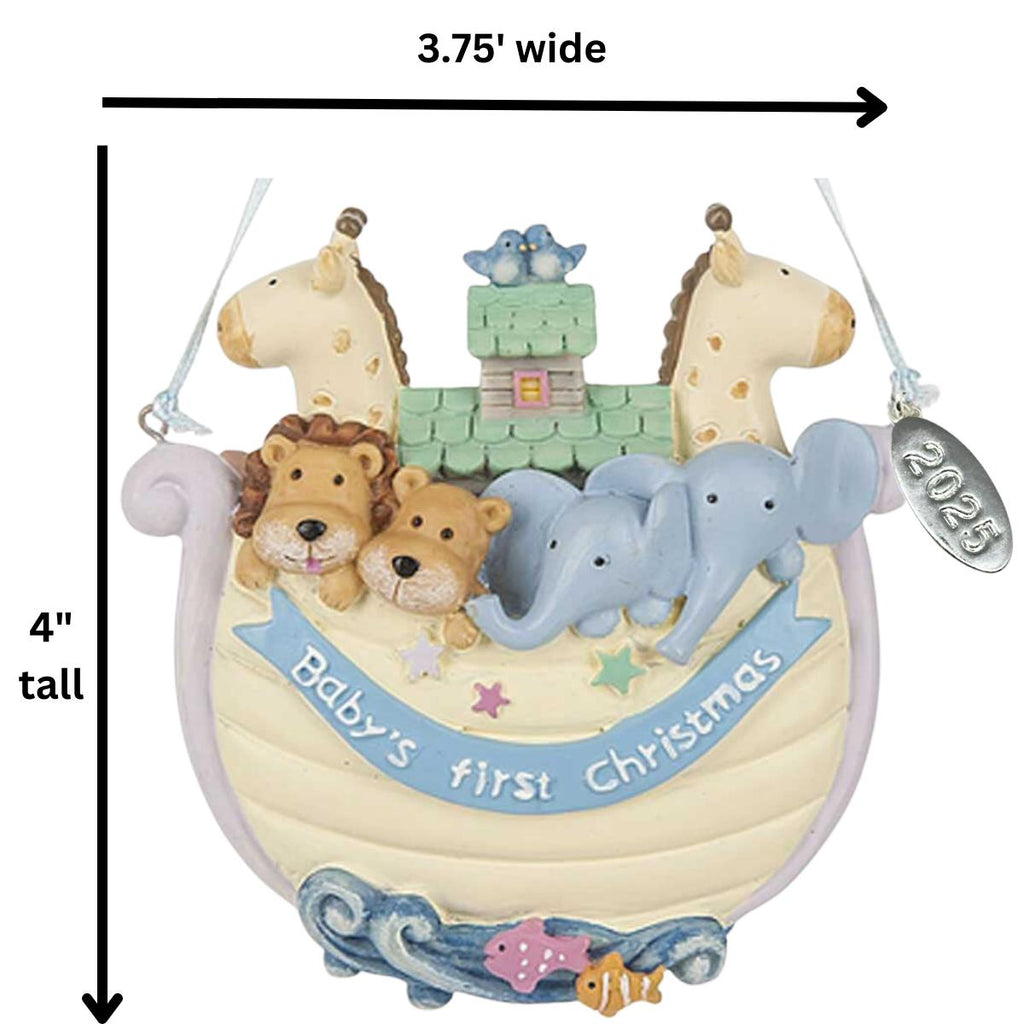 Babys First Christmas Ornament 2025, Noahs Ark - Can Be Personalized with Baby's Info - Comes in A Gift Box