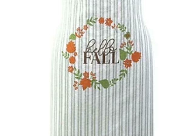 Women's Cooking Apron - 100% Cotton Farm Hello Fall Autumn Design, Tie Back