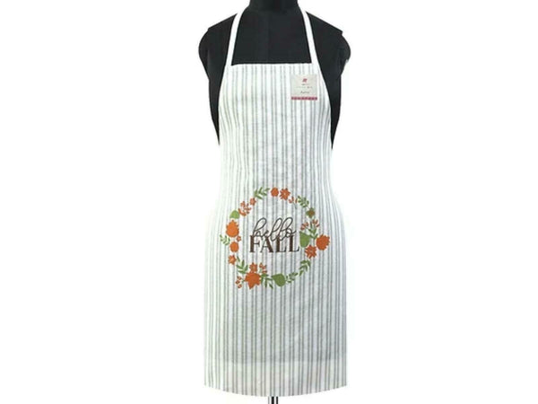 Women's Cooking Apron - 100% Cotton Farm Hello Fall Autumn Design, Tie Back