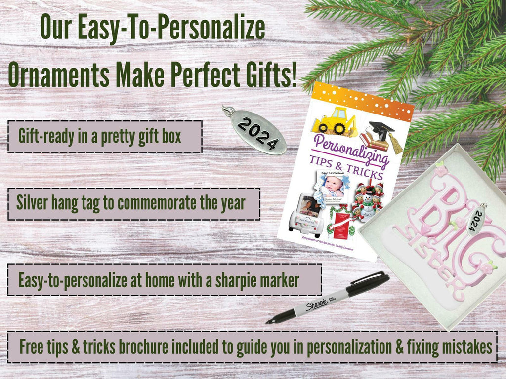 Big Sister Ornament 2025, Easy to Personalize at Home, Comes in Gift Box