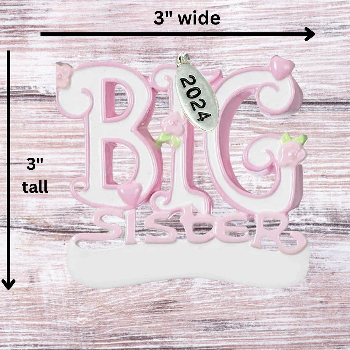 2024 Big Sister Christmas Ornament, Girl New Baby Sibling, Easy To Personalize