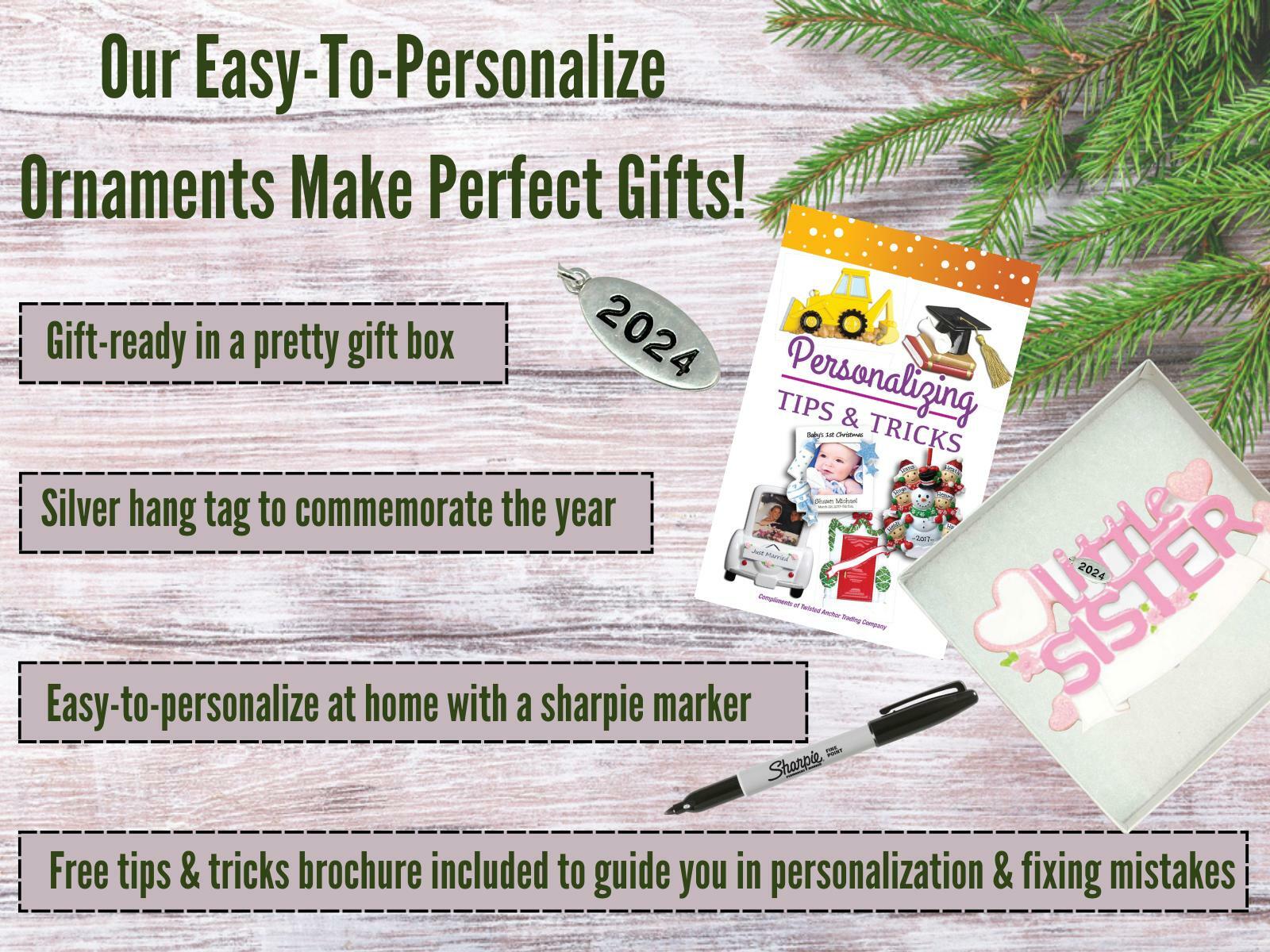 Little Sister Ornament 2025, Easy to Personalize at Home, Comes in Gift Box