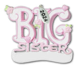 2024 Big Sister Christmas Ornament, Girl New Baby Sibling, Easy To Personalize