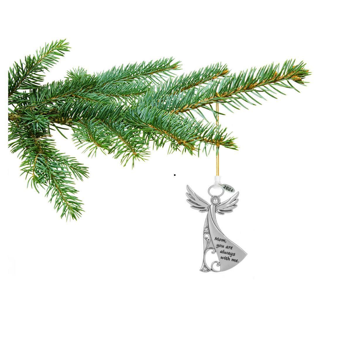 Metal Angel Christmas Ornament 2024 for Nurse, Mom, Grandma, Daughter, Friend or Sister with Sparkling Stones (Mom)