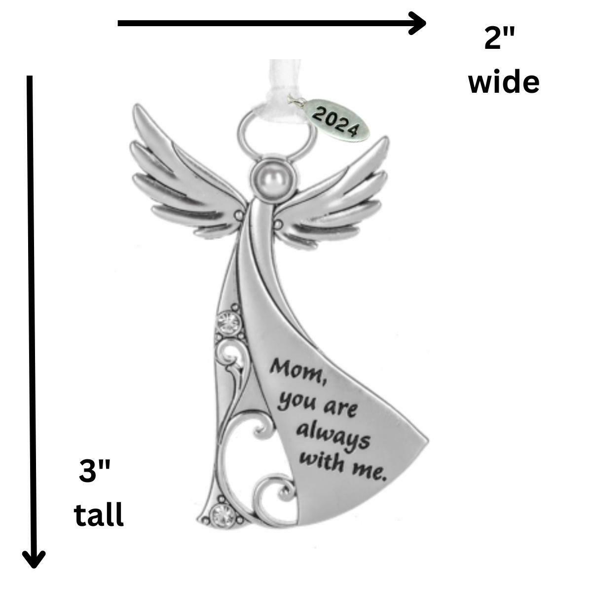 Metal Angel Christmas Ornament 2024 for Nurse, Mom, Grandma, Daughter, Friend or Sister with Sparkling Stones (Mom)