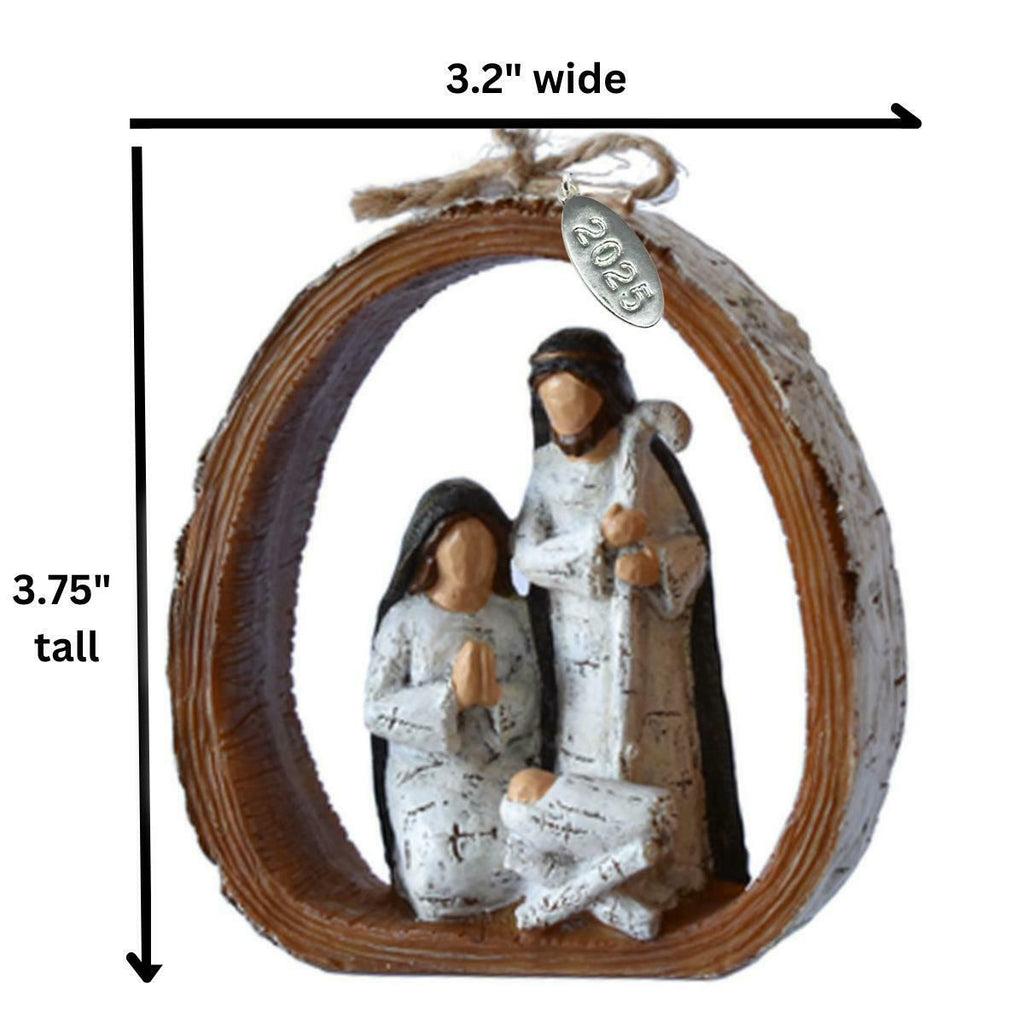 Religious Christmas Ornament, Nativity Ornament, Carved-Look Rustic Nativity Ornament for Christmas Tree - Rustic Resin Carved Holy Family Ornament - 2025 - Comes in a Gift Box