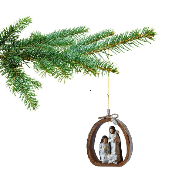 Religious Christmas Ornament, Nativity Ornament, Carved-Look Rustic Nativity Ornament for Christmas Tree - Rustic Resin Carved Holy Family Ornament - 2025 - Comes in a Gift Box