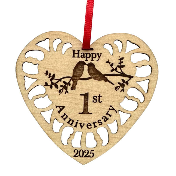 Anniversary Ornament 2025 - Happy Anniversary Ornament, Beautiful Laser Cut Wood