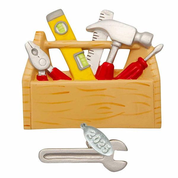 Handyman, Carpenter Ornament, w/ Tools and Toolbox - Easy to Personalize at Home - Comes in a Gift Box