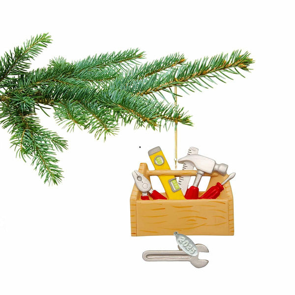 Handyman, Carpenter Ornament, w/ Tools and Toolbox - Easy to Personalize at Home - Comes in a Gift Box