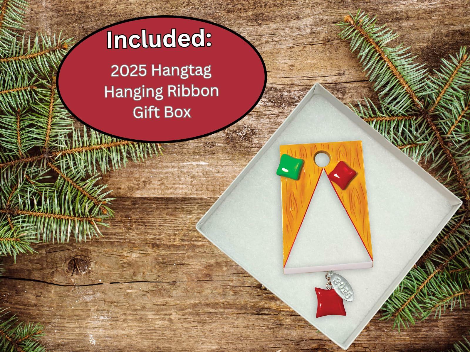 Cornhole Game Ornament 2025, Baggo, Bean Bag Toss Game Ornament - Easy to Personalize at Home - Comes in a Gift Box
