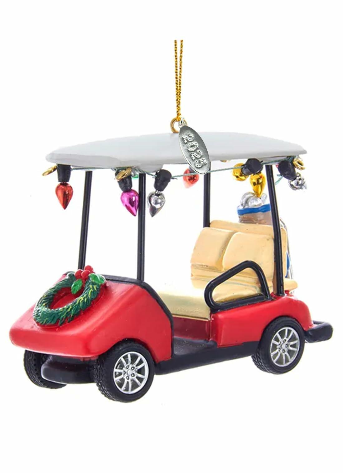 Golf Cart Christmas Ornament with 2025 Hangtag, Cute Replica Golf Cart Trimmed in Christmas Lights, Comes in Gift Box - Cool Golf Gifts for Men Golfers, Perfect Dad Gift
