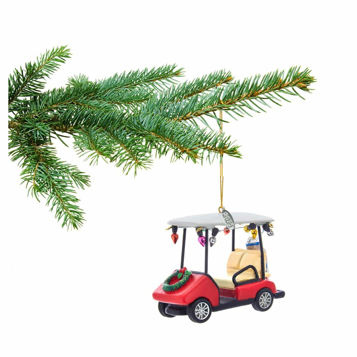 Golf Cart Christmas Ornament with 2025 Hangtag, Cute Replica Golf Cart Trimmed in Christmas Lights, Comes in Gift Box - Cool Golf Gifts for Men Golfers, Perfect Dad Gift