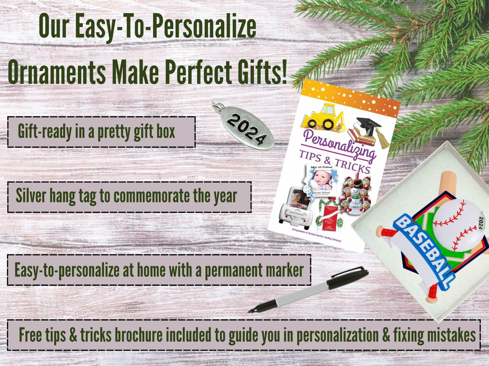 Baseball Ornament 2025, Personalized Baseball Ornament for Boys, Baseball Christmas Ornament - Can Be Personalized At Home, With 2023 Hangtag and Gift Box