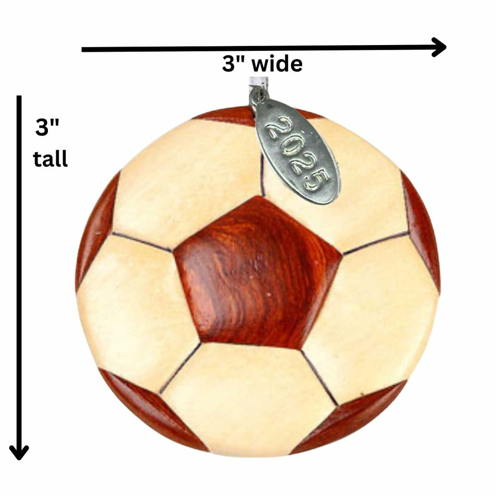 2026 Soccer Ornament - Soccer Christmas Ornament - Stunning Two-Tone Wood Christmas Ornament - Intarsia Design - Comes in a Gift Box so Its Ready for Giving