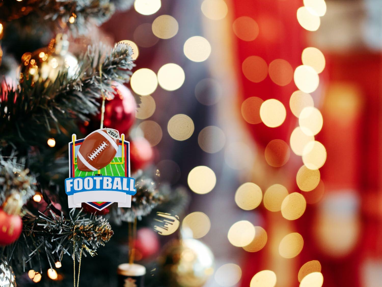 2025 Football Ornament to Personalize, Football Gift Idea, Football Christmas Tree Ornaments for Boys, Includes Hangtag and Gift Box