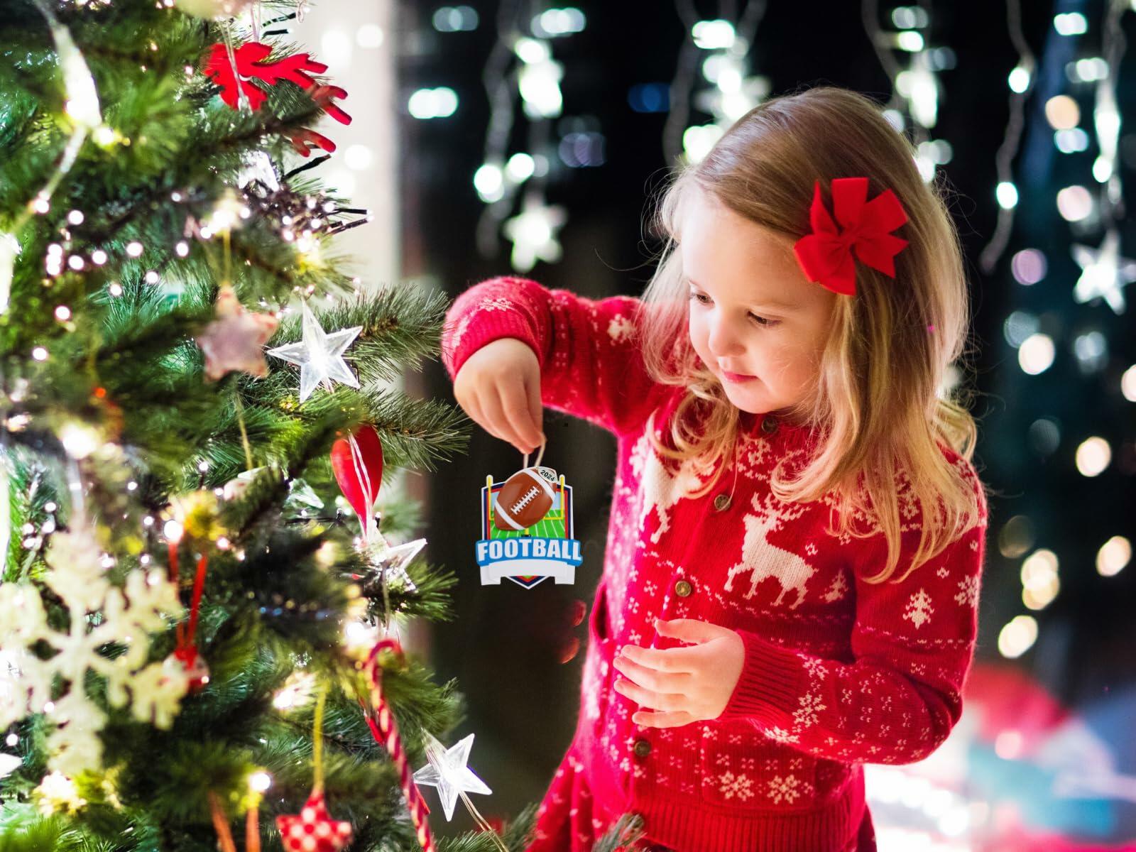 2025 Football Ornament to Personalize, Football Gift Idea, Football Christmas Tree Ornaments for Boys, Includes Hangtag and Gift Box