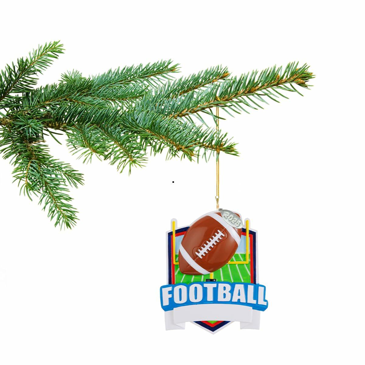 2025 Football Ornament to Personalize, Football Gift Idea, Football Christmas Tree Ornaments for Boys, Includes Hangtag and Gift Box
